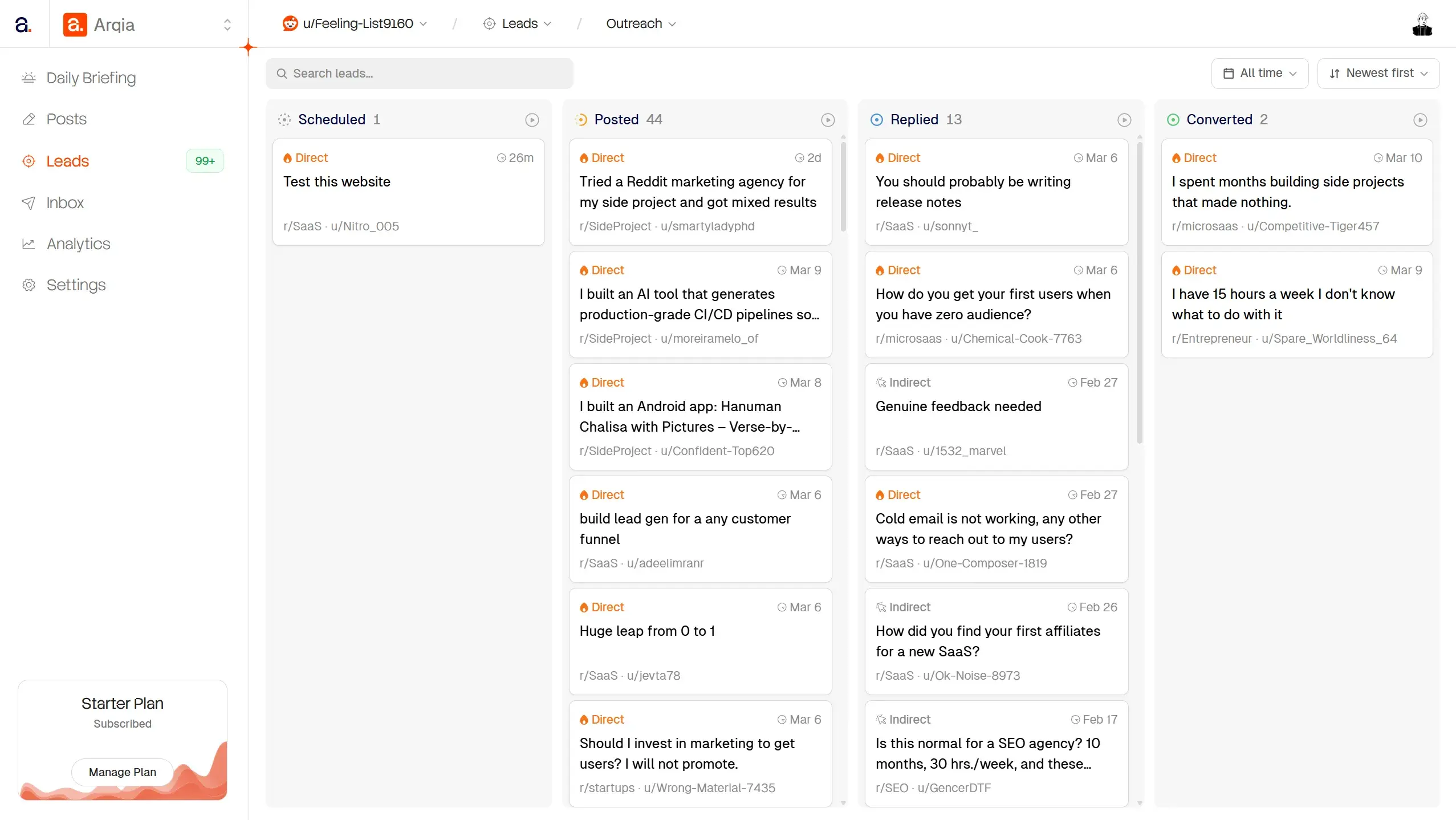 Kanban outreach board