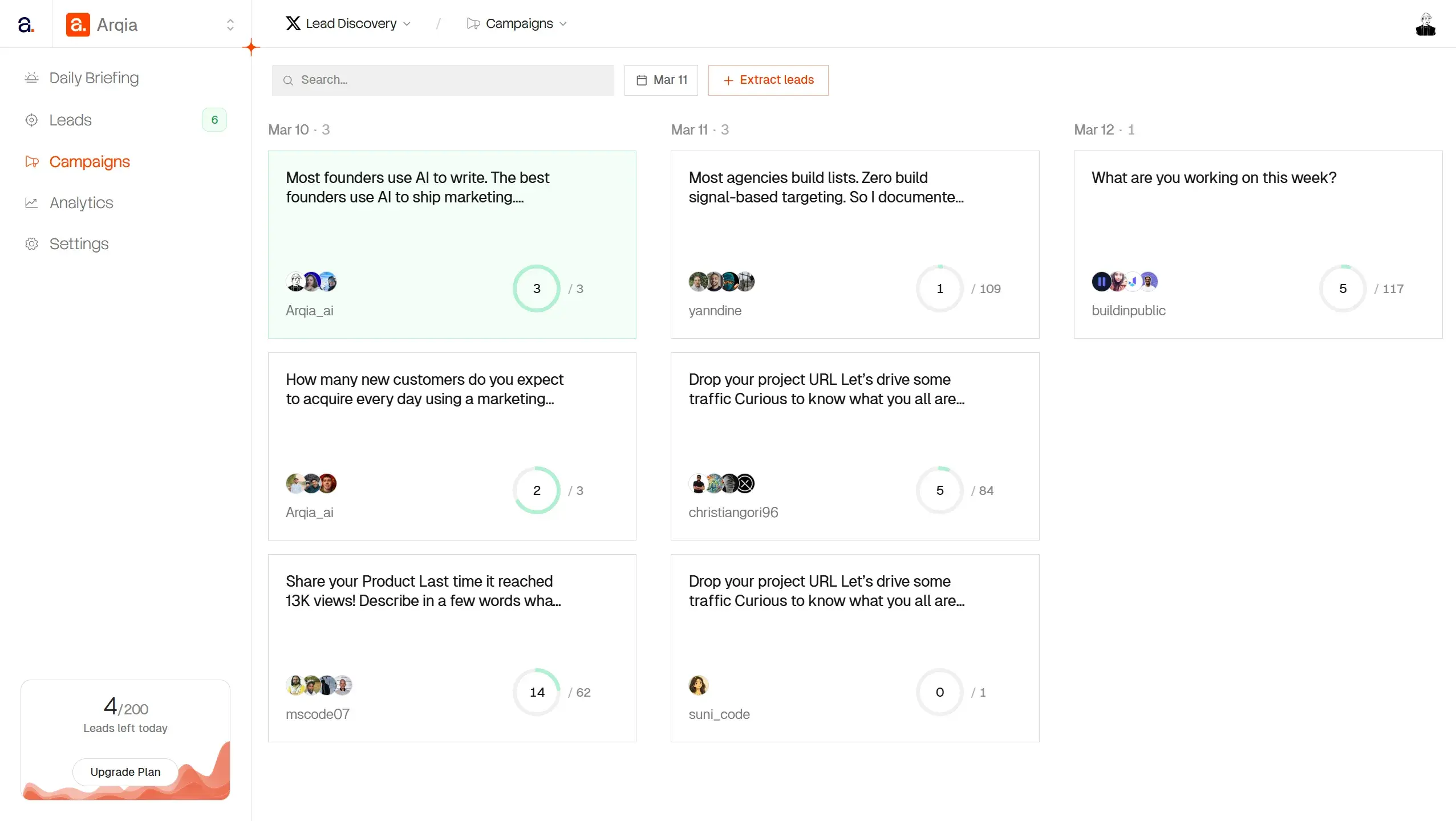 X lead management campaign