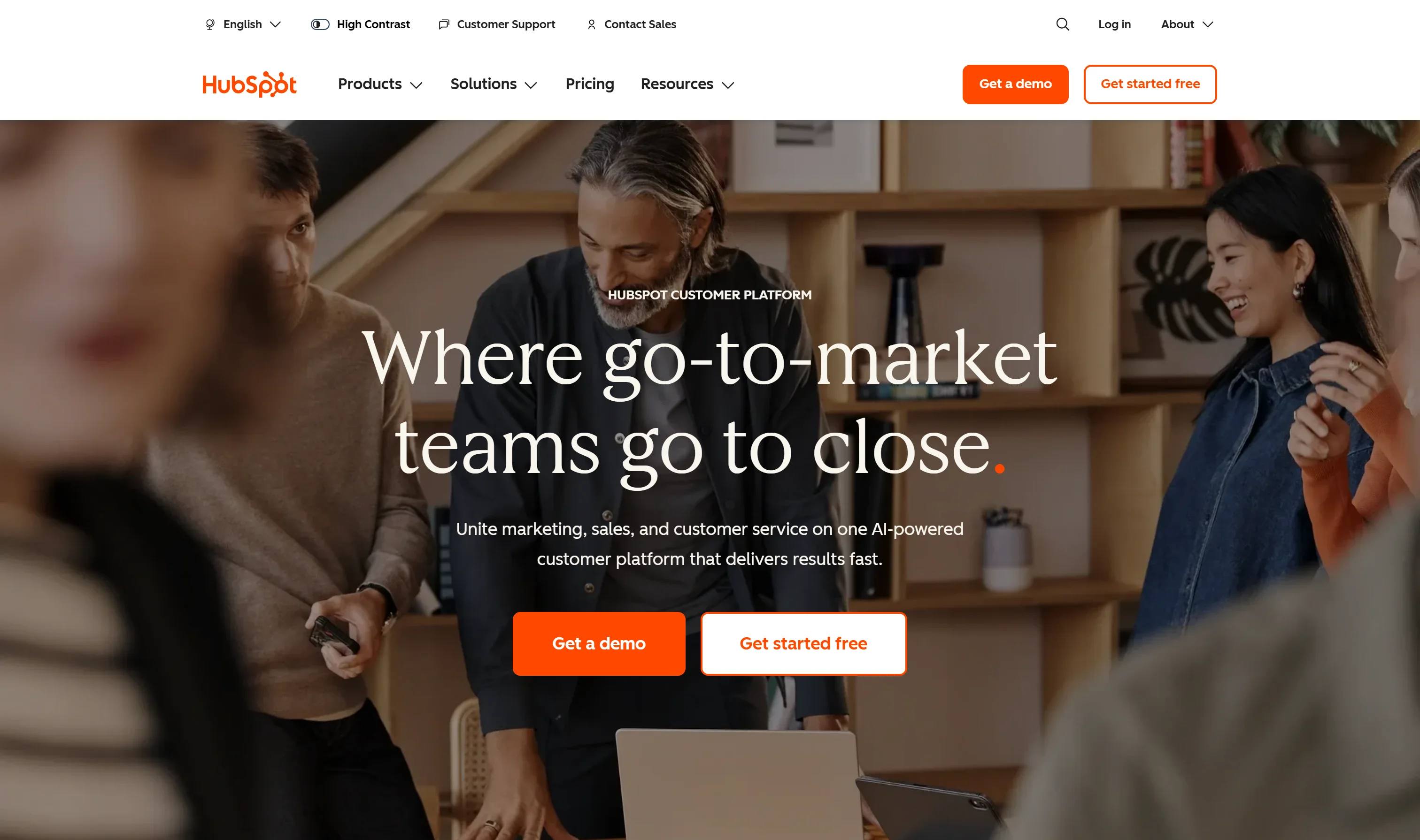 HubSpot homepage - Where go-to-market teams go to scale