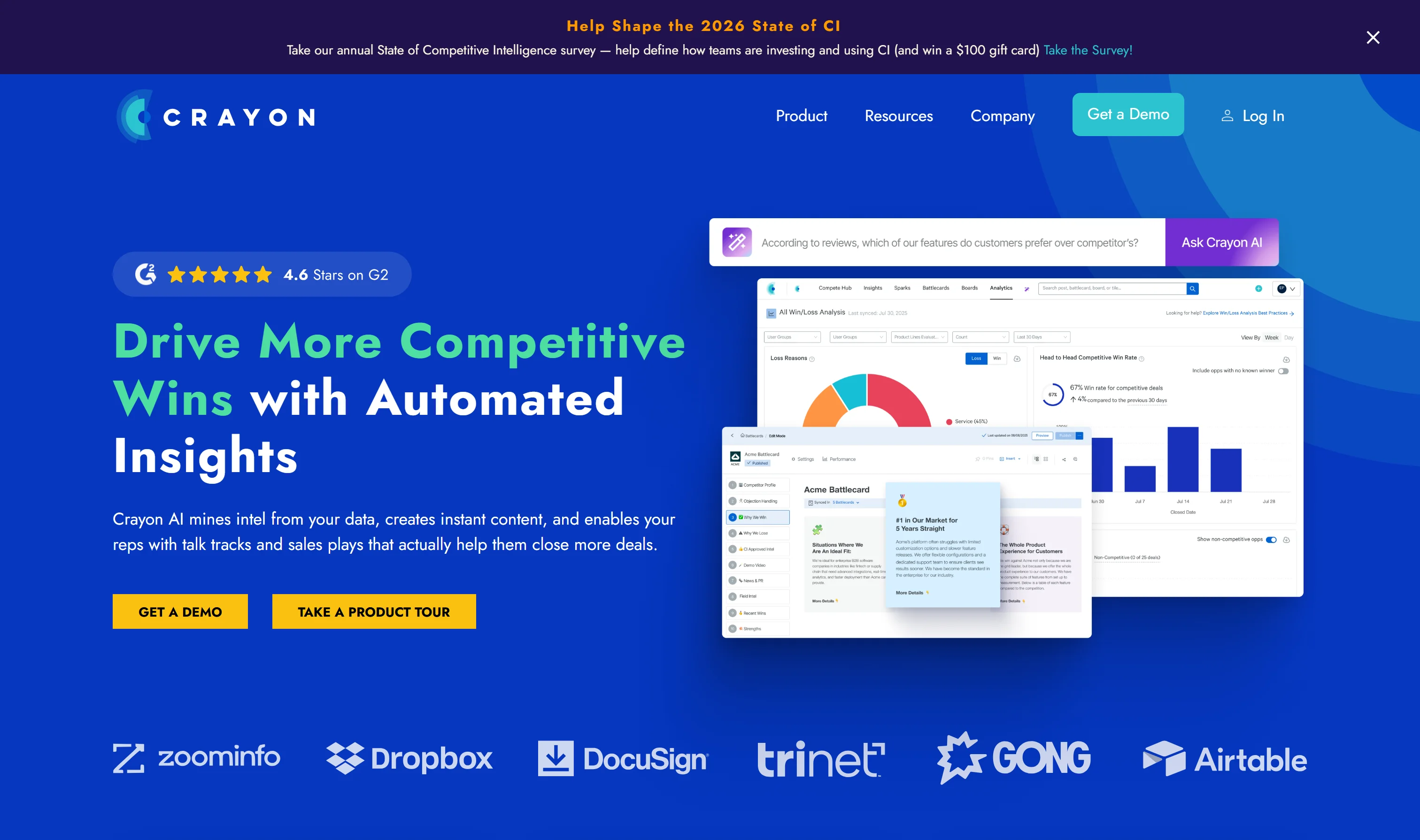Crayon homepage - Drive more competitive wins with automated insights