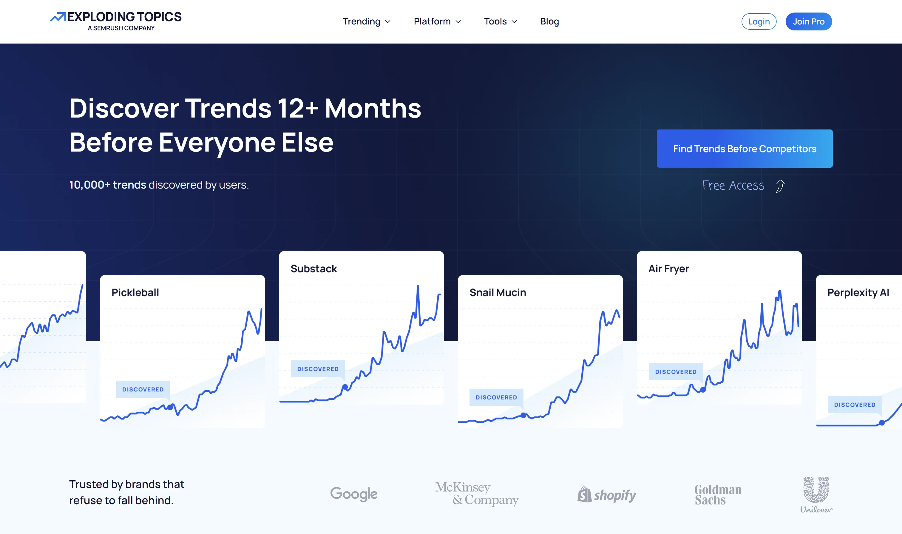 Exploding Topics homepage - Discover trends before everyone else