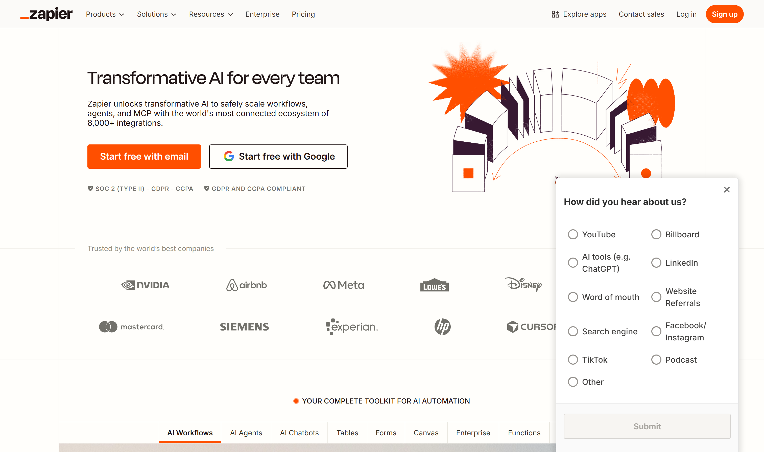 Zapier homepage
