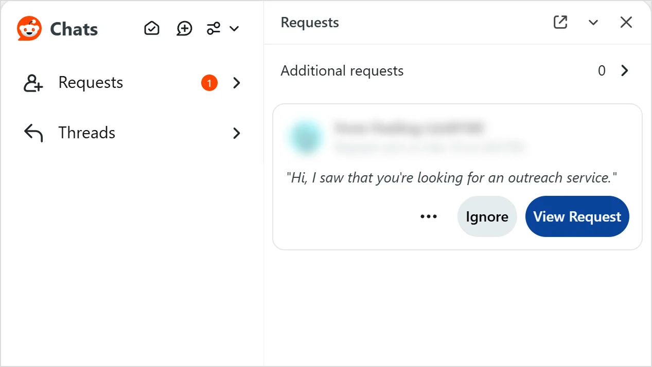 How Reddit displays DM requests from unknown users